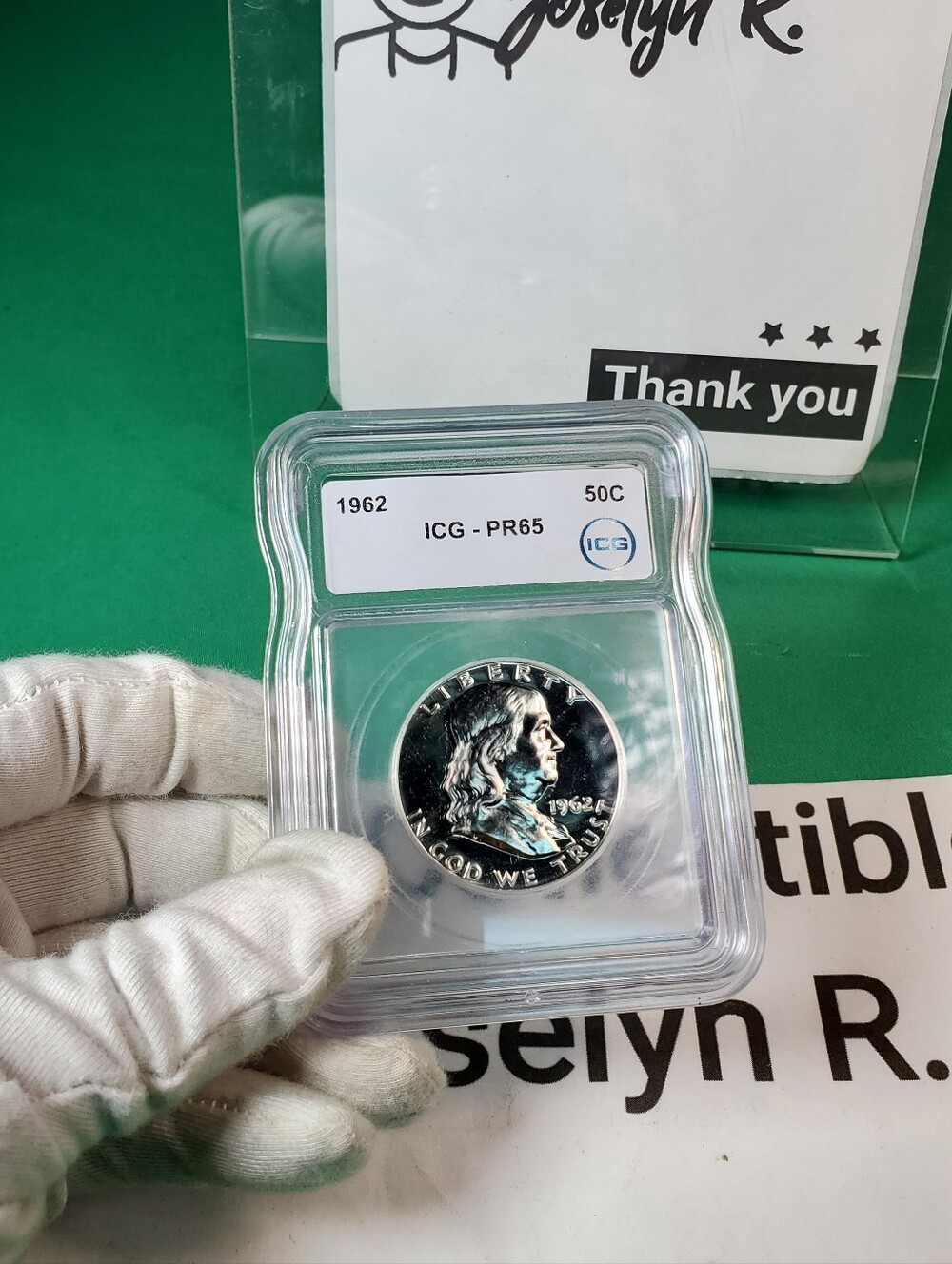1962 franklin half dollar silver icg pr65 – philadelphia